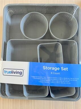 True Living Plastic Storage Tray-Great for Desks, Jewelry, Drawer Organization